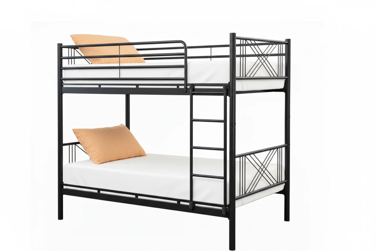 Ranza - Standard Black Metal Bunk Bed & Mattresses