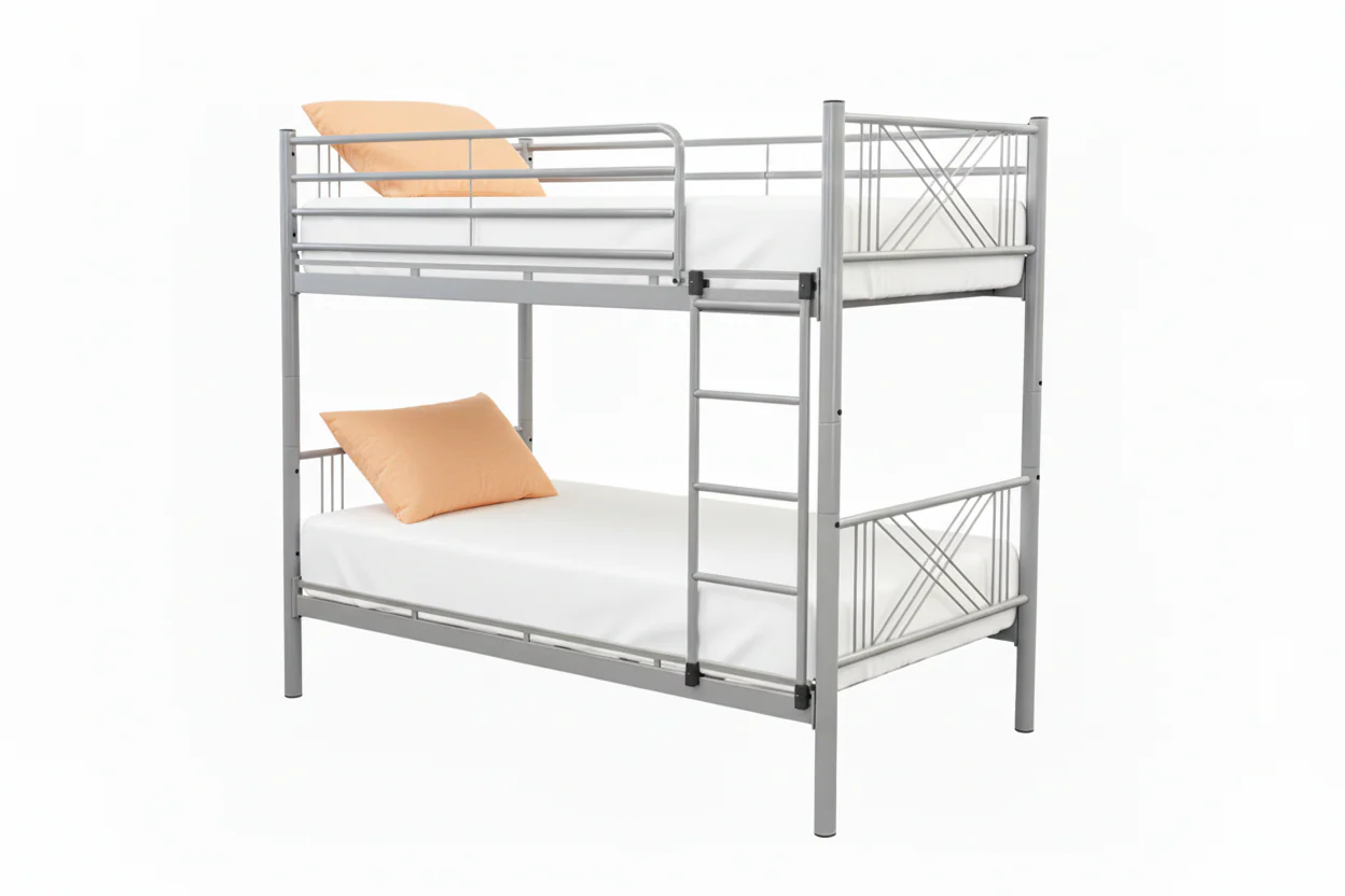 Ranza - Standard Grey Metal Bunk Bed & Mattresses